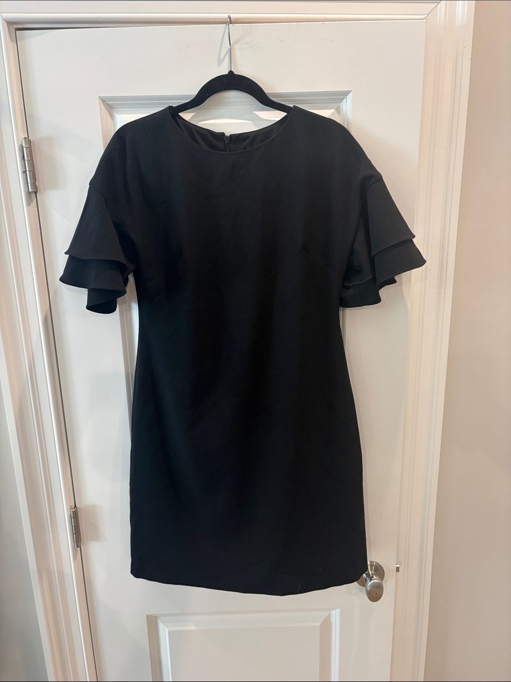 White House Black Market Black Ruffle Sleeve Shift